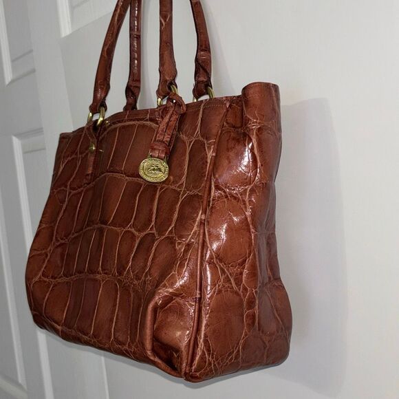 NWT Brahmin Adelle Cameo Soft Honeybee Moc Croc Leather purse bag satchel - Picture 3 of 10